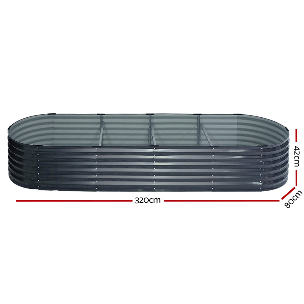 Green Fingers Oval Raised Garden Beds — Pack of 2, 320 x 80 x 42cm Galvanised — Allure Home Collections