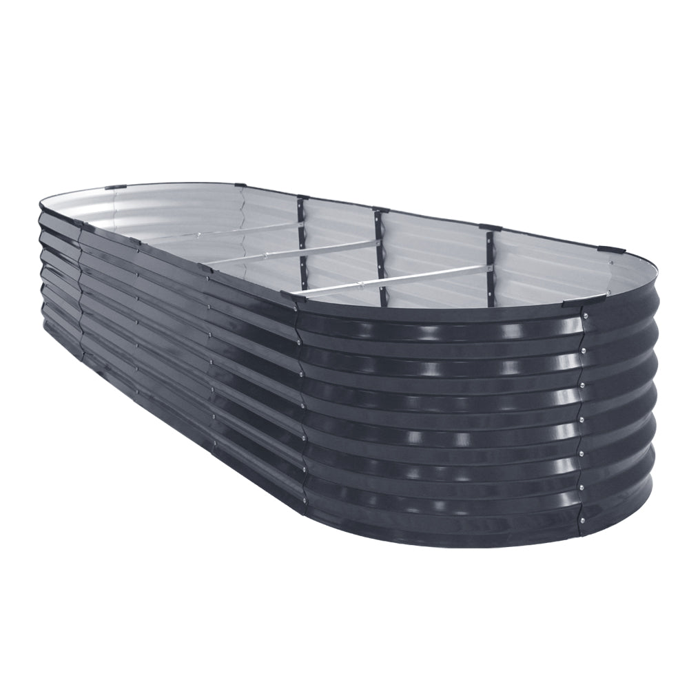 Green Fingers Oval Raised Garden Beds — Pack of 2, 320 x 80 x 42cm Galvanised — Allure Home Collections