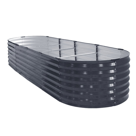 Green Fingers Oval Raised Garden Beds — Pack of 2, 320 x 80 x 42cm Galvanised — Allure Home Collections