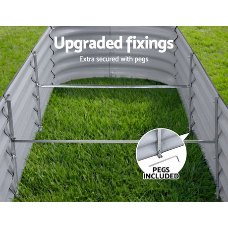 Green Fingers Oval Raised Garden Beds — Pack of 2, 320 x 80 x 42cm Galvanised — Allure Home Collections
