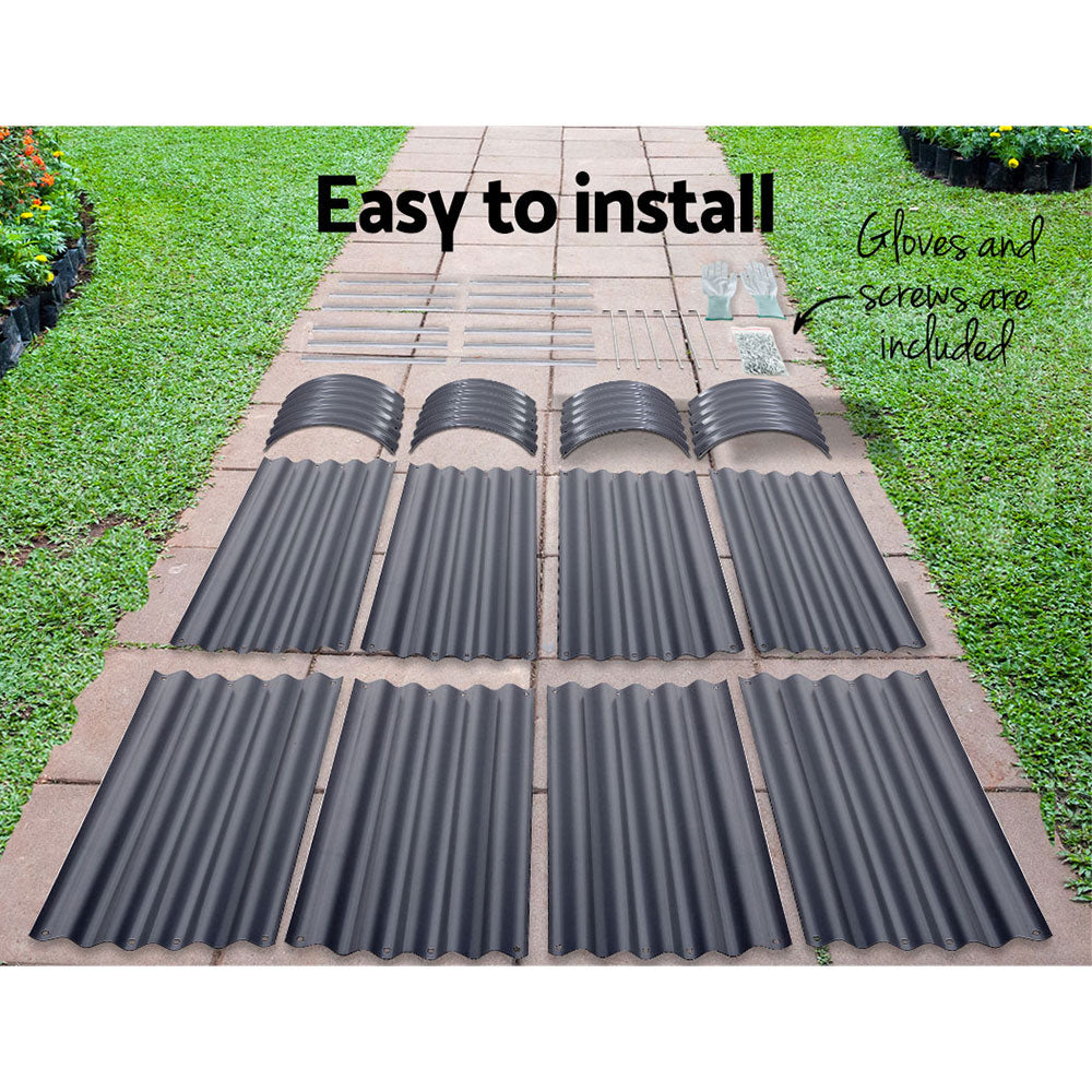 Green Fingers Oval Raised Garden Beds — Pack of 2, 320 x 80 x 42cm Galvanised — Allure Home Collections