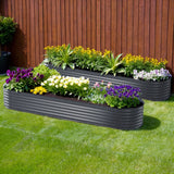 Green Fingers Oval Raised Garden Beds — Pack of 2, 320 x 80 x 42cm Galvanised — Allure Home Collections