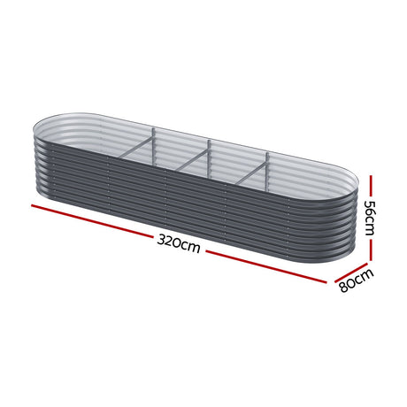 Green Fingers Oval Raised Garden Beds — Pack of 2, 320 x 80 x 56cm — Allure Home Collections