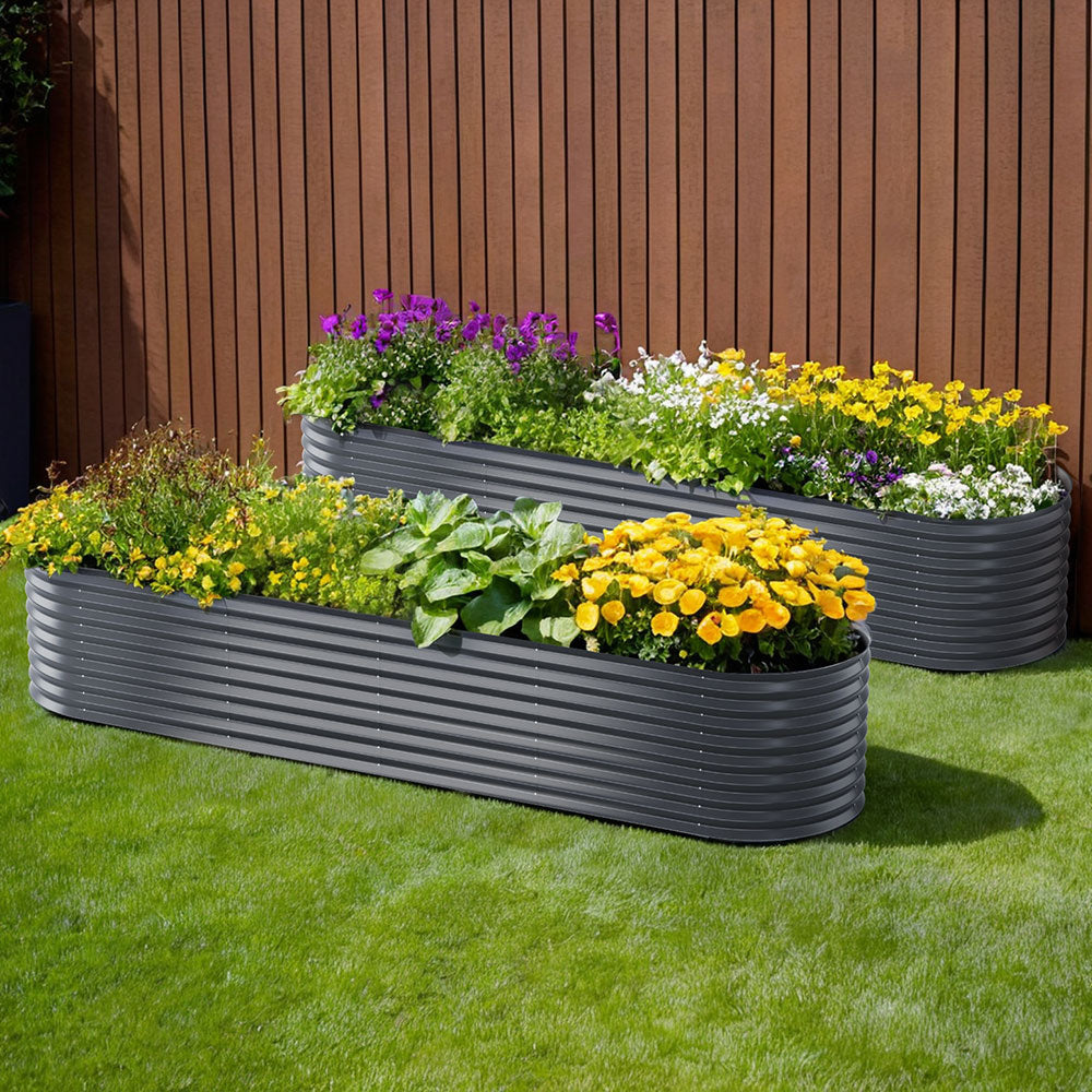 Green Fingers Oval Raised Garden Beds — Pack of 2, 320 x 80 x 56cm — Allure Home Collections
