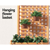 Close up of the carbonised timber slats and trellis lattice