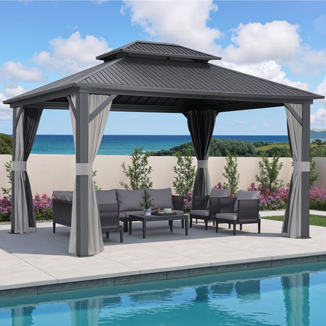 Dimension diagram of the 3 x 3.65 x 2.75 m hard top gazebo