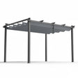 Grey 3 x 4 m aluminium pergola gazebo with adjustable canopy on a patio