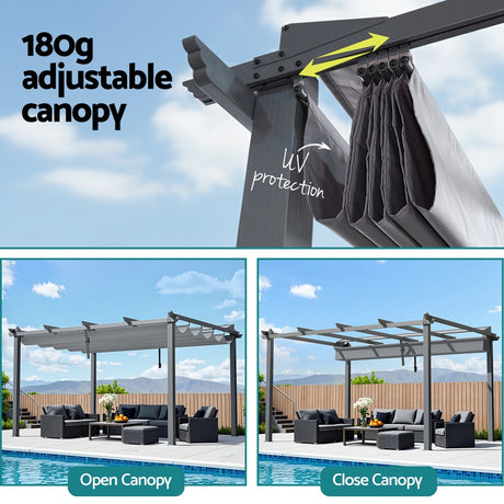 Canopy track and magnetic buckle attachment on the pergola gazebo