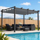 Grey 3 x 4 m outdoor aluminium pergola gazebo shown in full