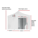 White gazebo with the zipped door panel open at the front