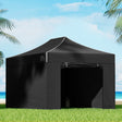 Black 4.5 x 3 m pop up gazebo fully enclosed with all side walls fitted