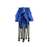 Side view of the blue folding marquee showing the 4.5 m side wall