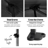 Fly mesh wall on the black gazebo for ventilation and insect protection