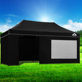 Sandbags, ropes and pegs supplied with the black 3 x 6 m pop up gazebo
