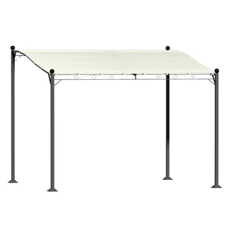 Beige 312 x 260 cm iron art outdoor garden gazebo shown in full