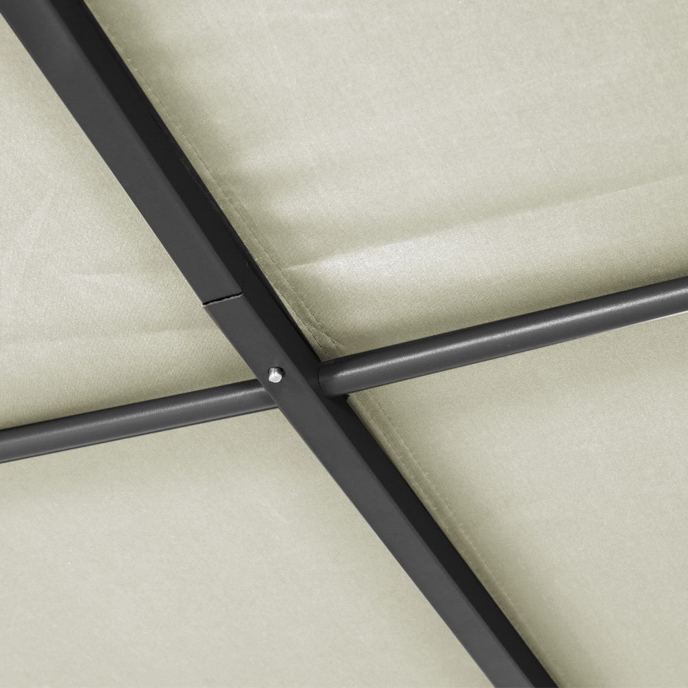 Beige PE canopy roof of the 312 x 260 cm iron art gazebo