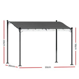 Angled view of the grey iron art garden gazebo and its canopy