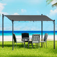 Grey 312 x 260 cm iron art gazebo with decorative steel frame in a garden