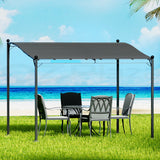 Grey 312 x 260 cm iron art gazebo with decorative steel frame in a garden