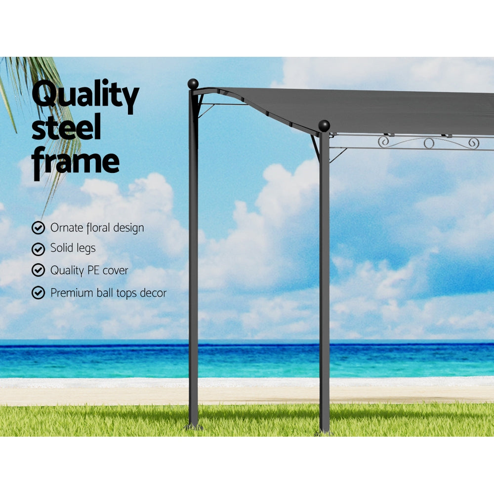 Square steel foot tube and leg detail on the iron art gazebo