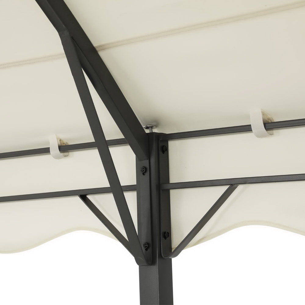 Beige PE canopy roof of the 4 x 3 m iron art garden gazebo