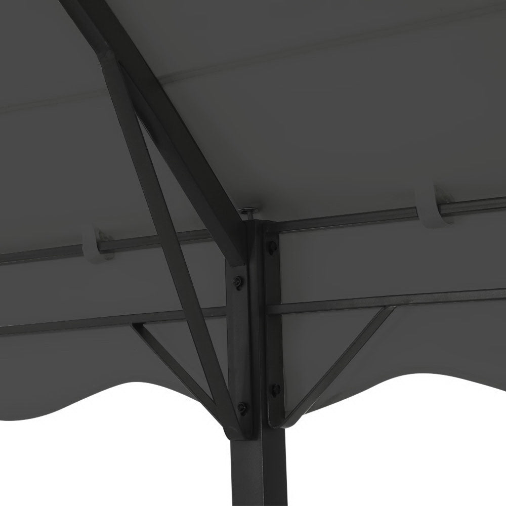Grey PE canopy roof of the 4 x 3 m iron art garden gazebo
