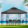 Grey 3 x 3 m iron art gazebo set up outdoors with steel frame and shade canopy