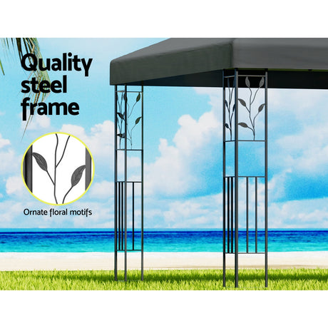 Triangular corner bracing and leg detail on the iron art gazebo