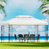 White 4 x 3 m iron art gazebo with ornate steel frame in a garden
