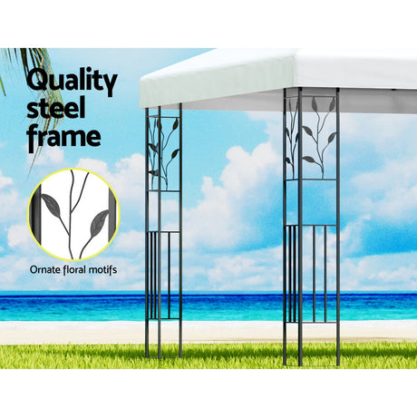 Triangular corner bracing and leg detail on the iron art gazebo