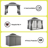 Outdoor dining setting sheltered under the grey 3 x 3 m gazebo