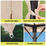 Heavy duty powder coated steel post and base detail of the beige gazebo