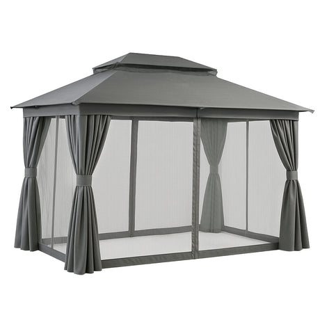 Instahut 3 x 4m Gazebo with Curtains and Flyscreens — Grey Steel Frame — Allure Home Collections