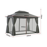 Instahut 3 x 4m Gazebo with Curtains and Flyscreens — Grey Steel Frame — Allure Home Collections