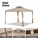 Powder coated steel leg and cross bar frame detail on the gazebo