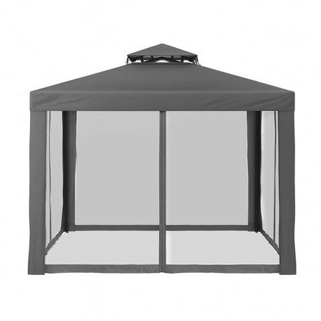 Zip entrance on the grey 3 x 3 m mesh wall party gazebo