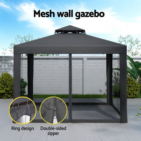Insect proof mesh wall fabric detail on the 3 x 3 m gazebo