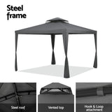 Powder coated steel leg and cross bar frame detail on the gazebo
