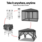 Detail of the powder coated steel leg with height adjustment button on the gazebo frame