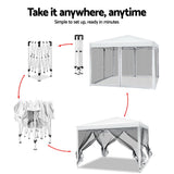 Detail of the powder coated steel leg and height adjustment on the gazebo frame
