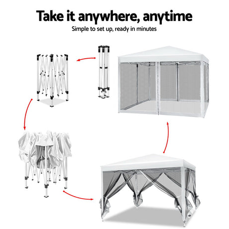 Detail of the powder coated steel leg and height adjustment on the gazebo frame