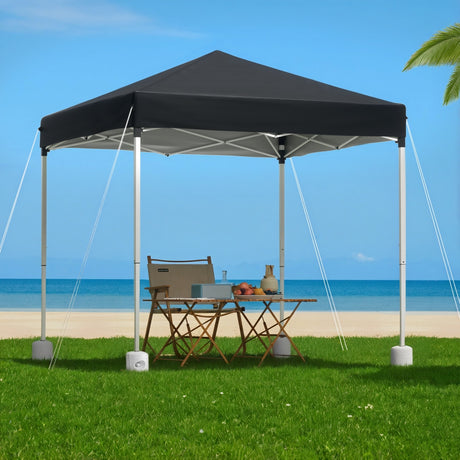 Dimension diagram of the 2 x 2 m gazebo and 24 x 24 x 25 cm base pods