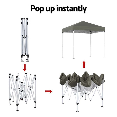 Adjustable gazebo leg showing the three height positions