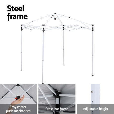 Grey gazebo folded into its carry bag with ropes and pegs