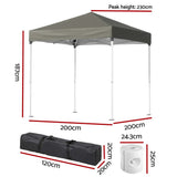 Side view of the grey folding marquee tent with base pods fitted