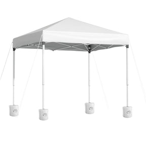 White 2 x 2 m pop up gazebo with four base pods on the legs