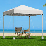 Dimension diagram of the white 2 x 2 m gazebo and base pods