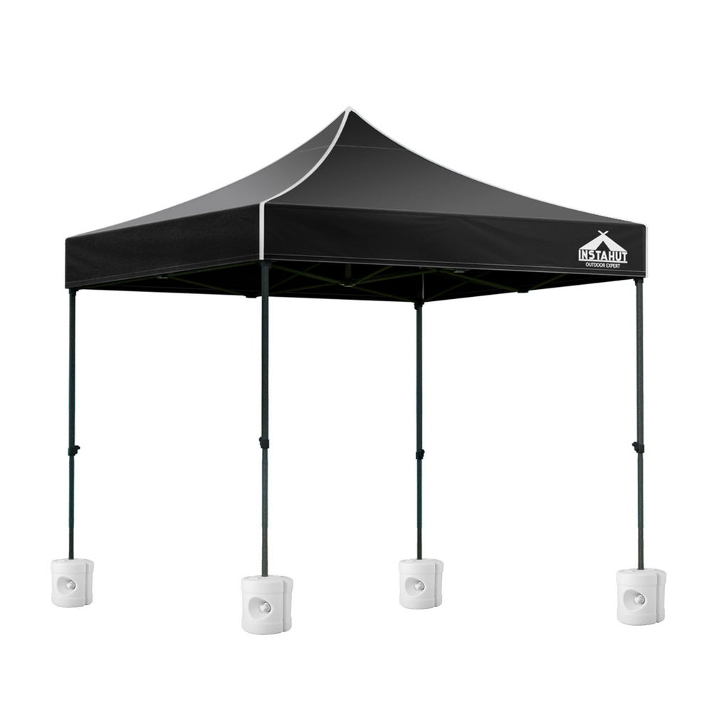 Front view of the black pop up gazebo canopy with open sides