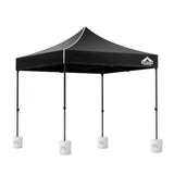 Front view of the black pop up gazebo canopy with open sides
