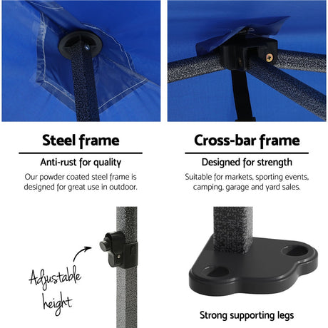 Gazebo leg detail showing the three adjustable height settings